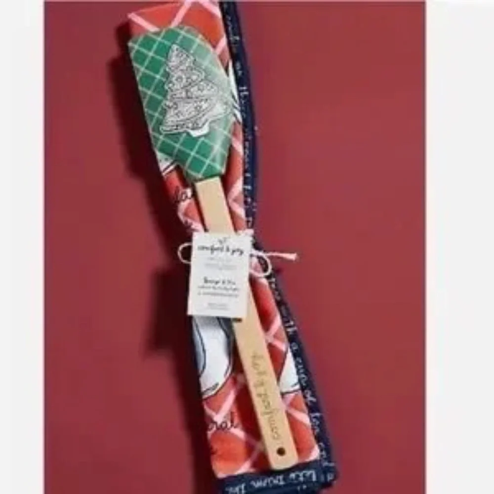 NWT Anthropologie George & Viv  Christmas Tea Towel And Spatula Bundle